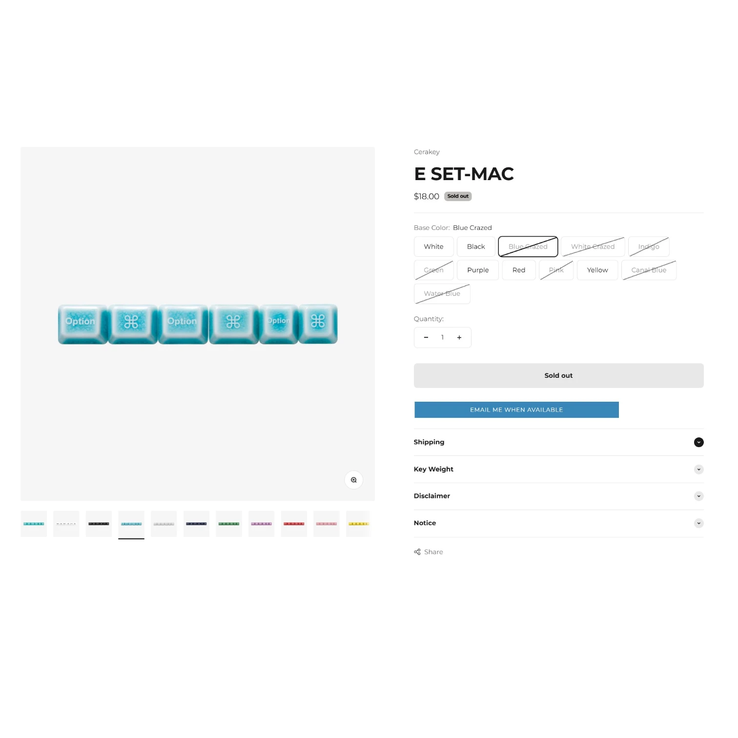 Cerakey Crazed Blue - кейкапи для механічної клавіатури