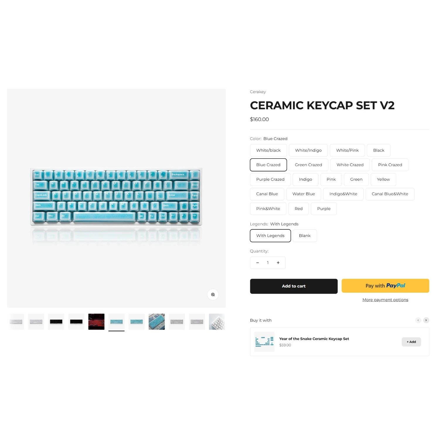 Cerakey Crazed Blue - кейкапи для механічної клавіатури