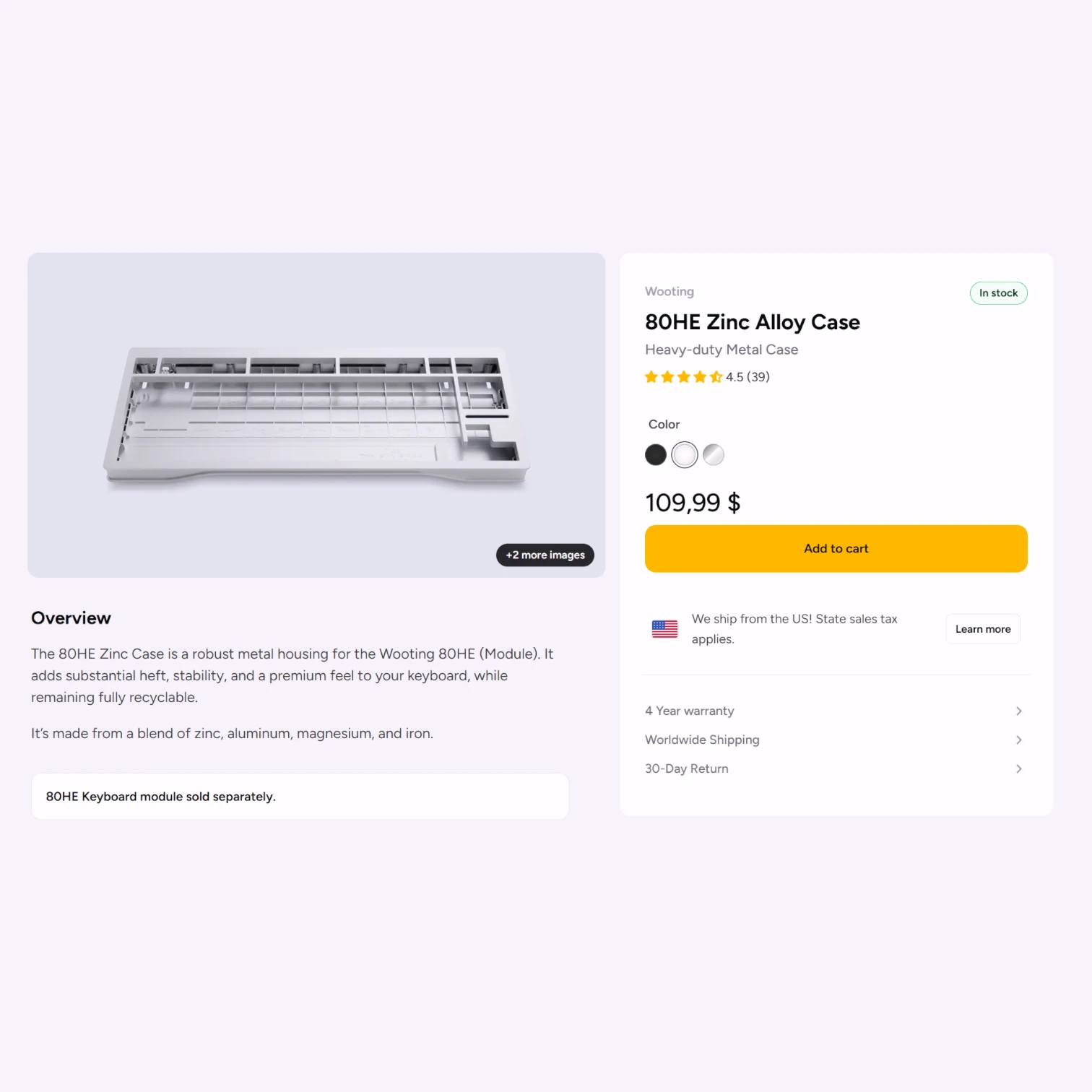 Wooting 80HE White Zink Case - механічнічна клавіатура.