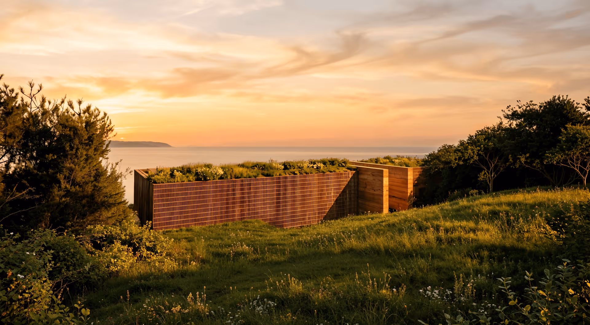 Blick über die Villa aufs Meer