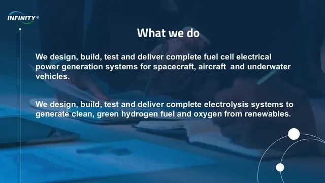 A blue background with a white text that says "What we do".