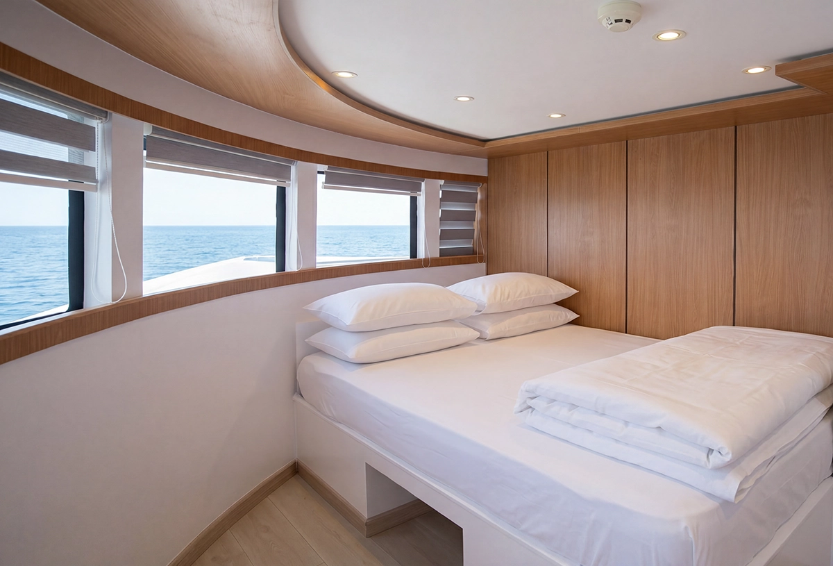 Master suite aboard M/Y Hermes