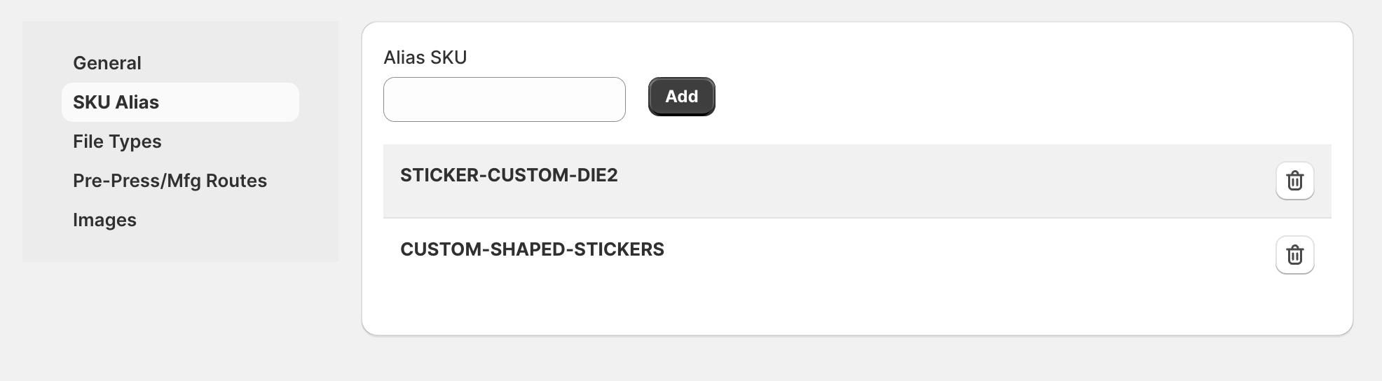 Glide's product SKU aliases