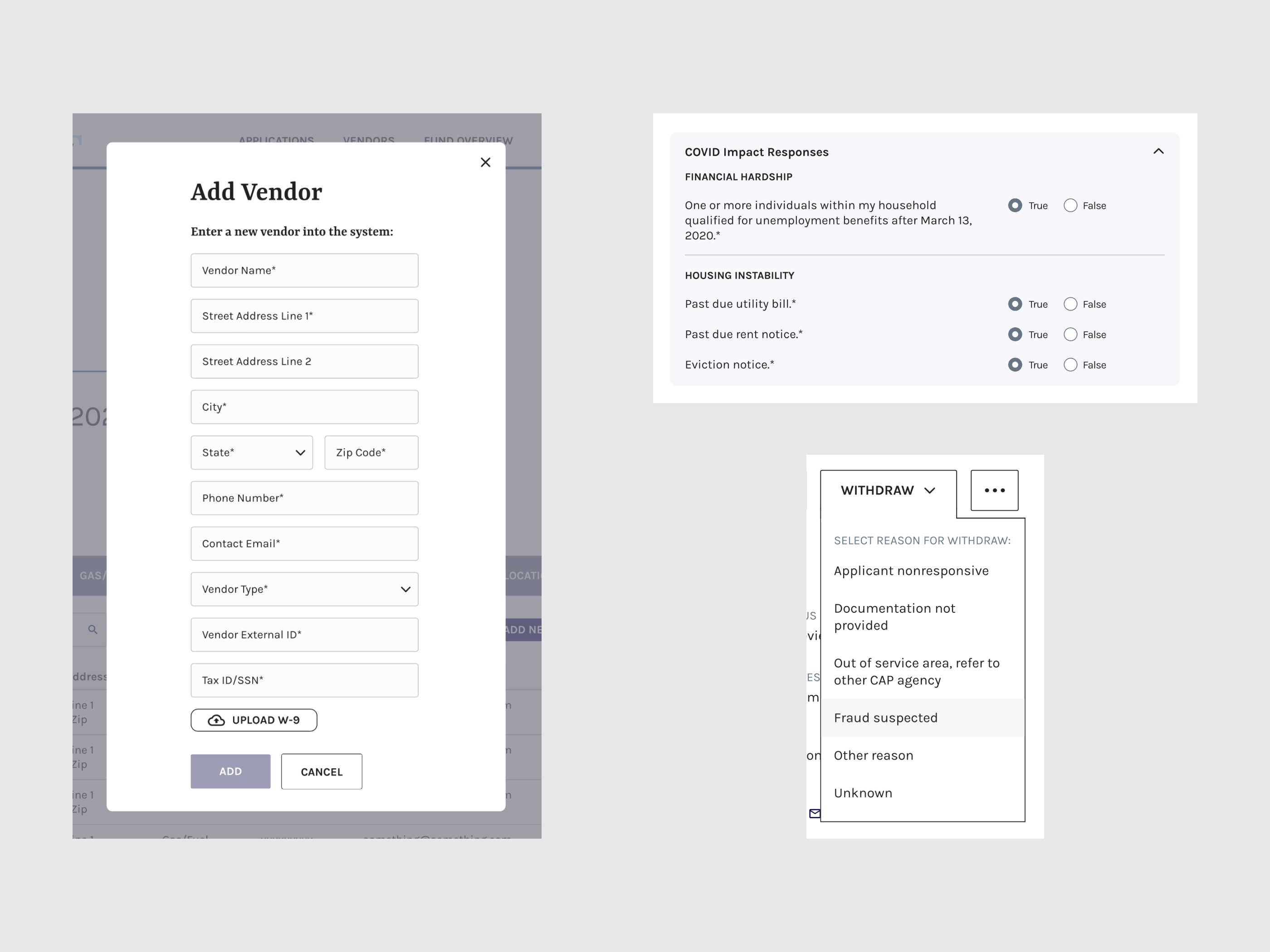 Small design elements from administrative dashboard