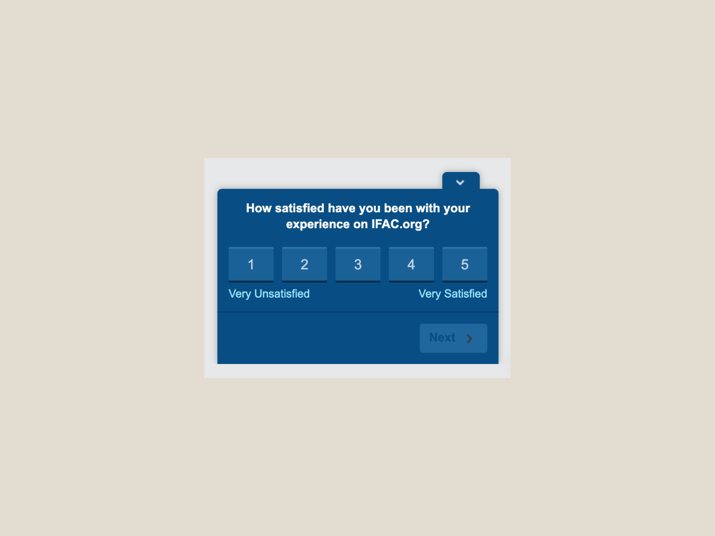Screenshot from Hotjar survey running on IFAC site