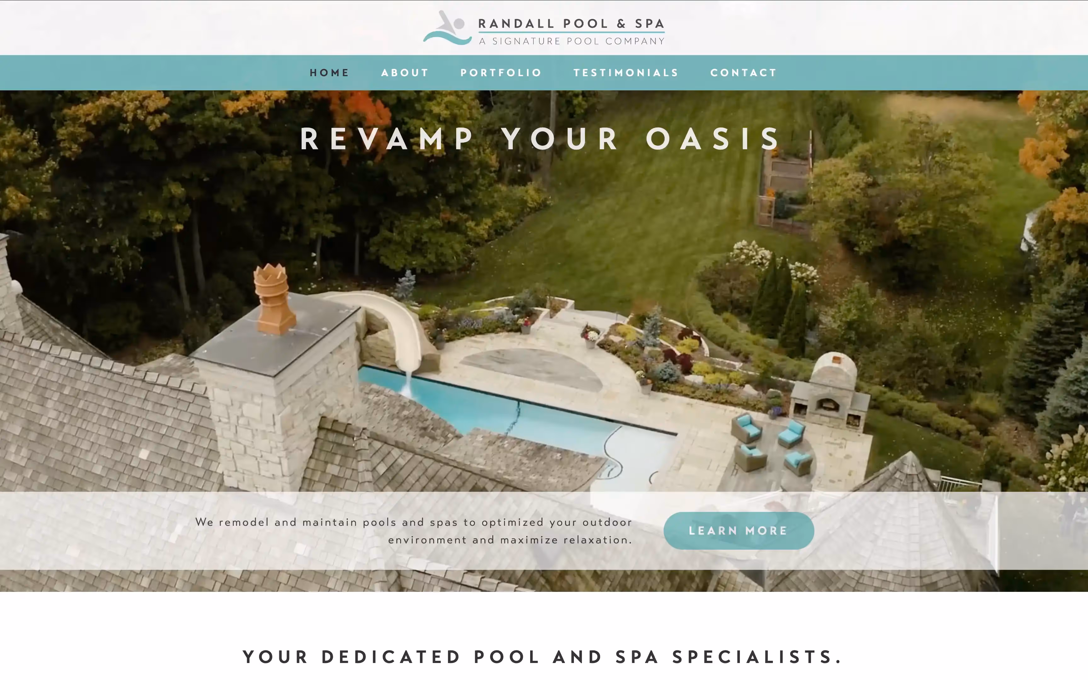 Randall Pool & Spa website screenshot