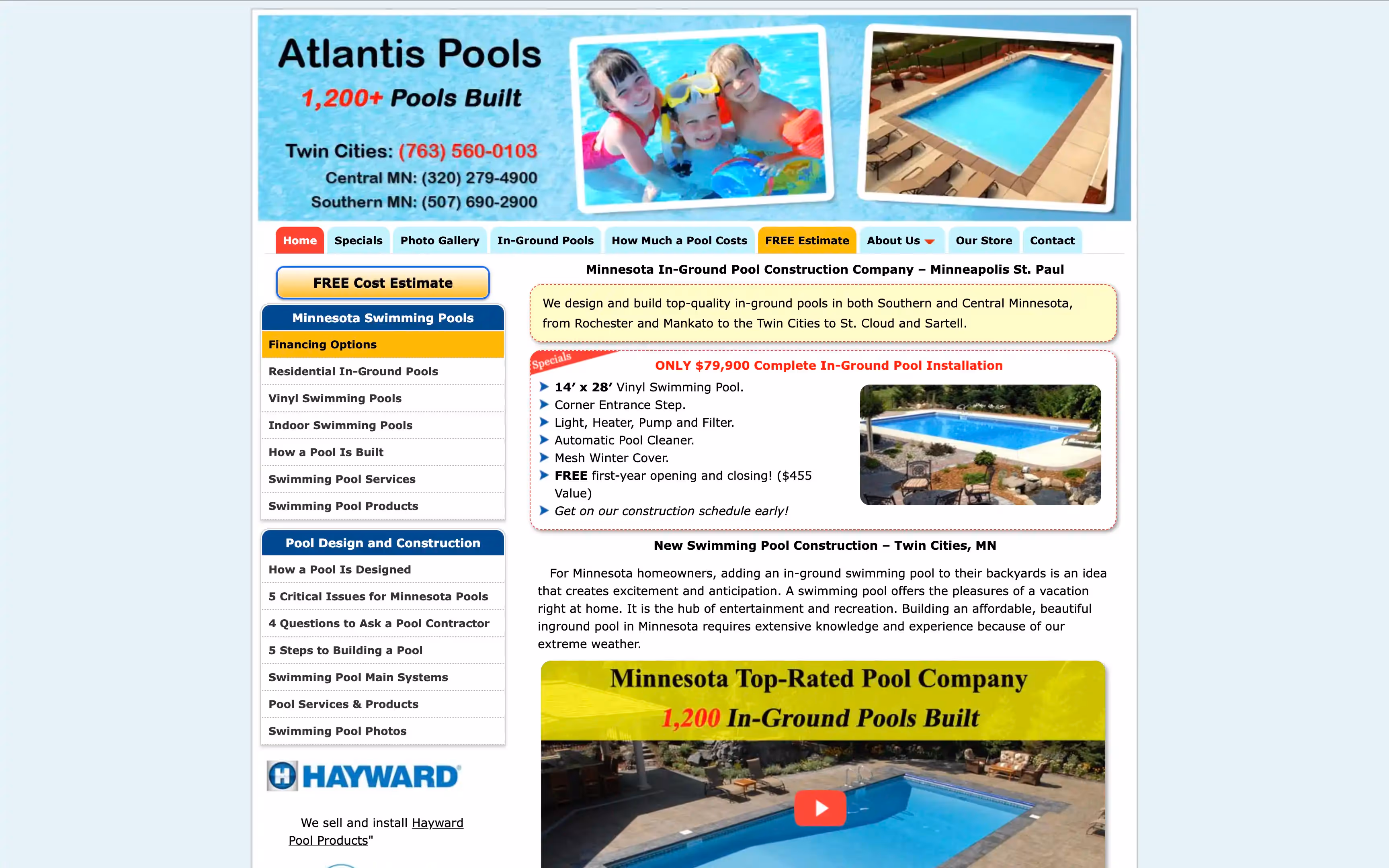 Atlantis Pool & Spa website screenshot
