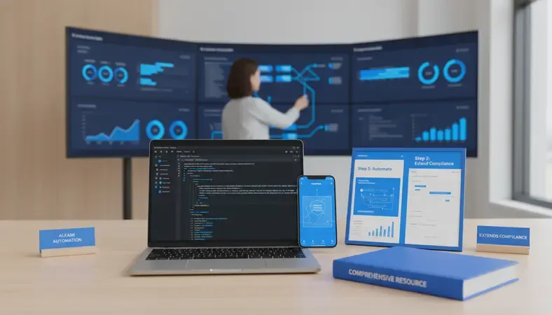 Credit union employee using digital banking automation dashboard with multiple screens showing member data and automated workflows