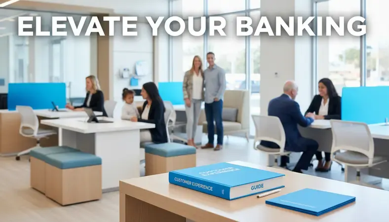 Professional banking environment showing diverse customers interacting with staff at modern credit union branch