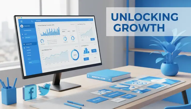 Analytics dashboard showing account opening conversion metrics and user behavior data