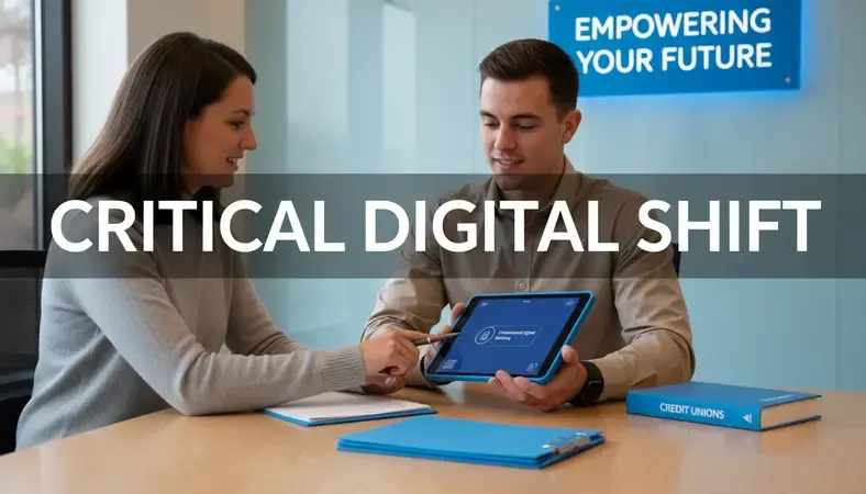 Credit union staff member helping a member with tablet showing streamlined digital banking interface