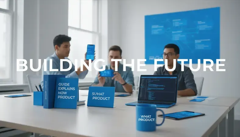 Credit union team collaborating on product development and marketing strategy in modern office setting