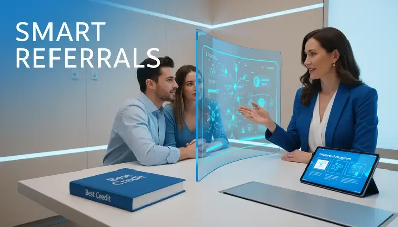 Credit union staff member explaining referral program benefits to potential new members