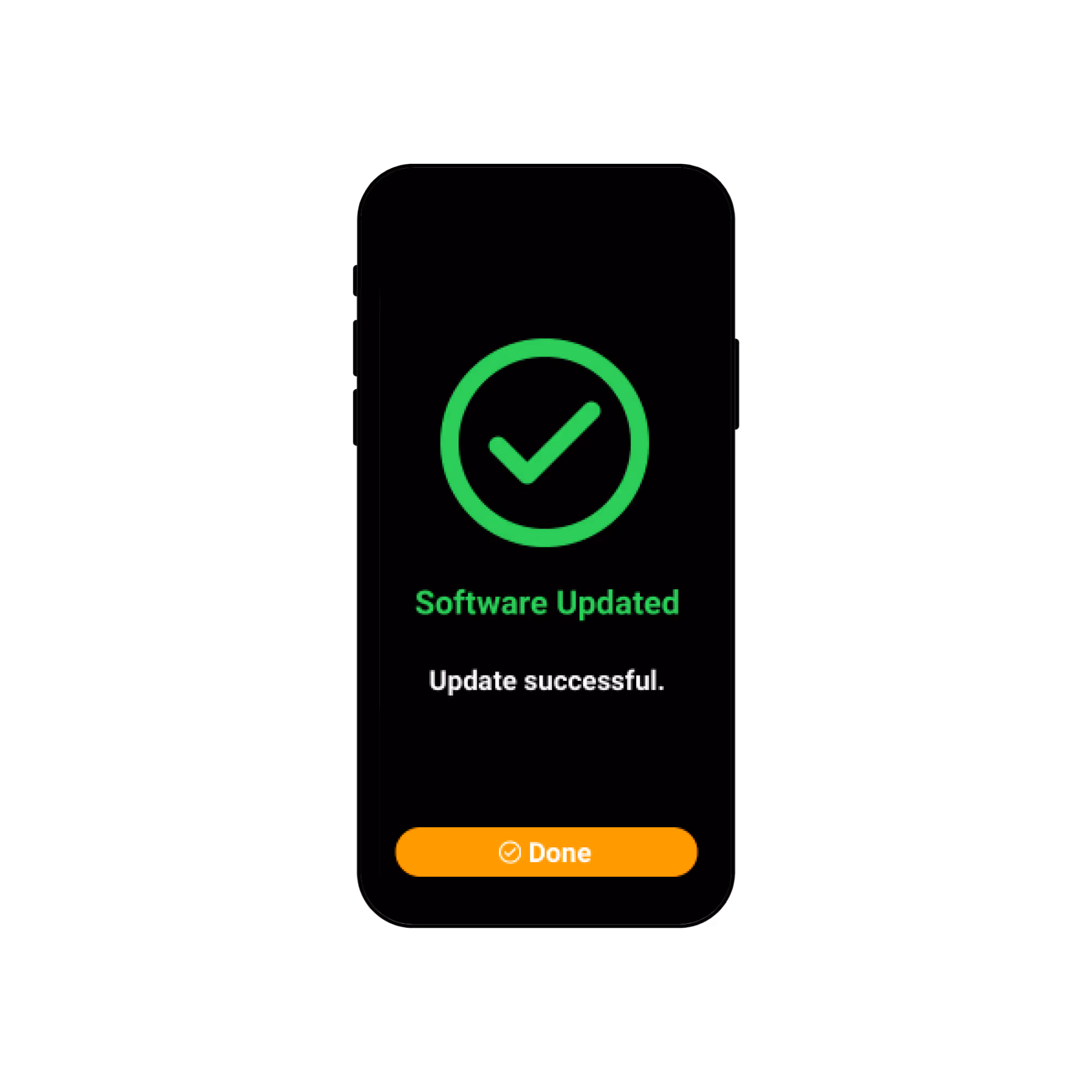 A phone screen showing a "Software updated" confirmation