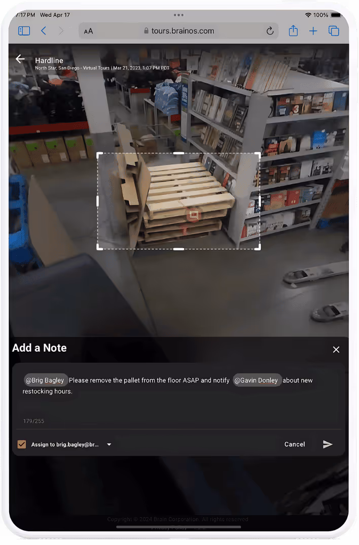 A BrainOS remote verification screen
