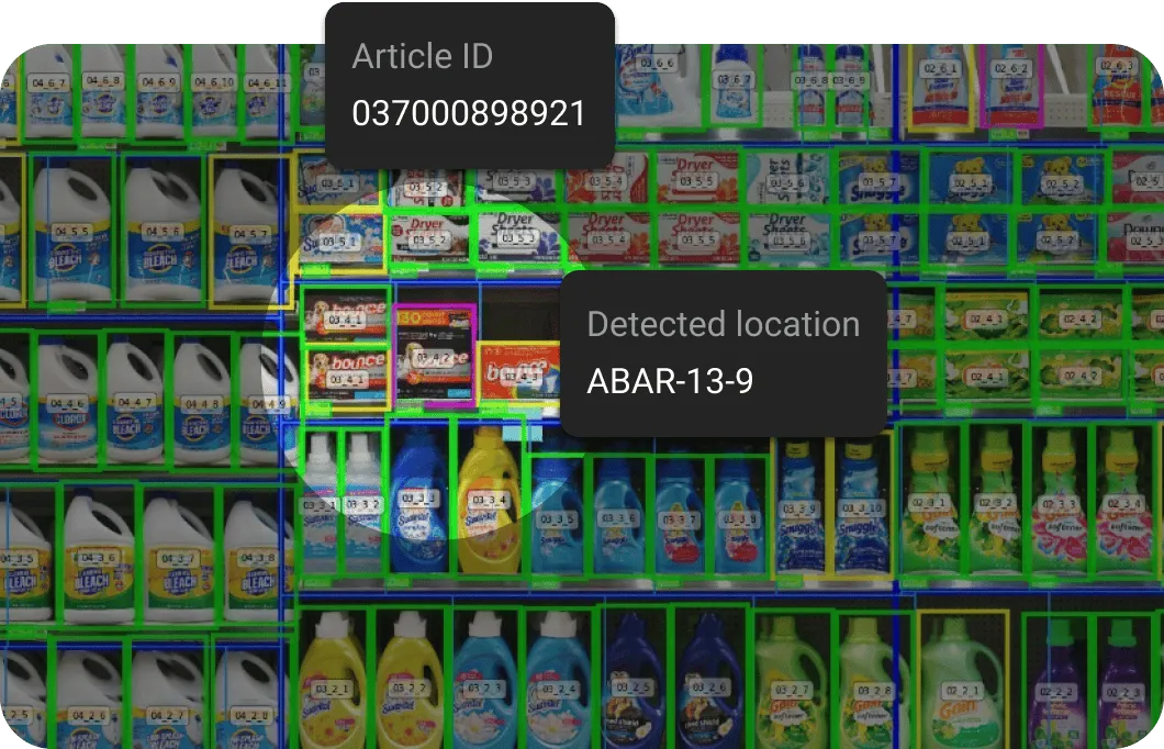 A robot's view of a shelf scan, detecting products