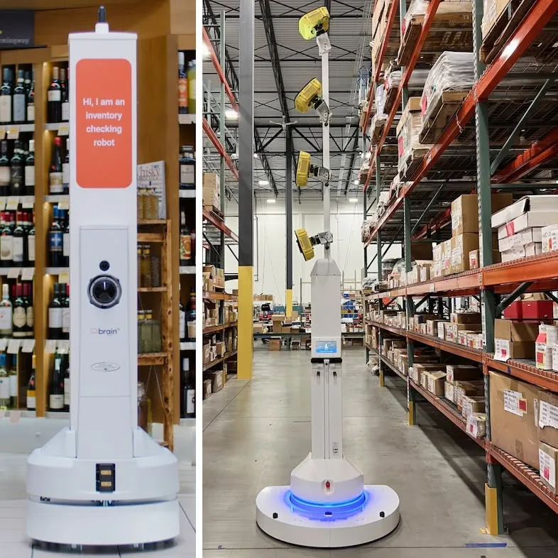 Ein Roboter zum Scannen im Einzelhandel und ein Roboter zum Scannen im Lager