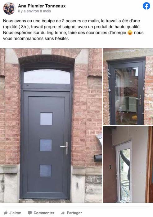 pose porte entrée aluminium