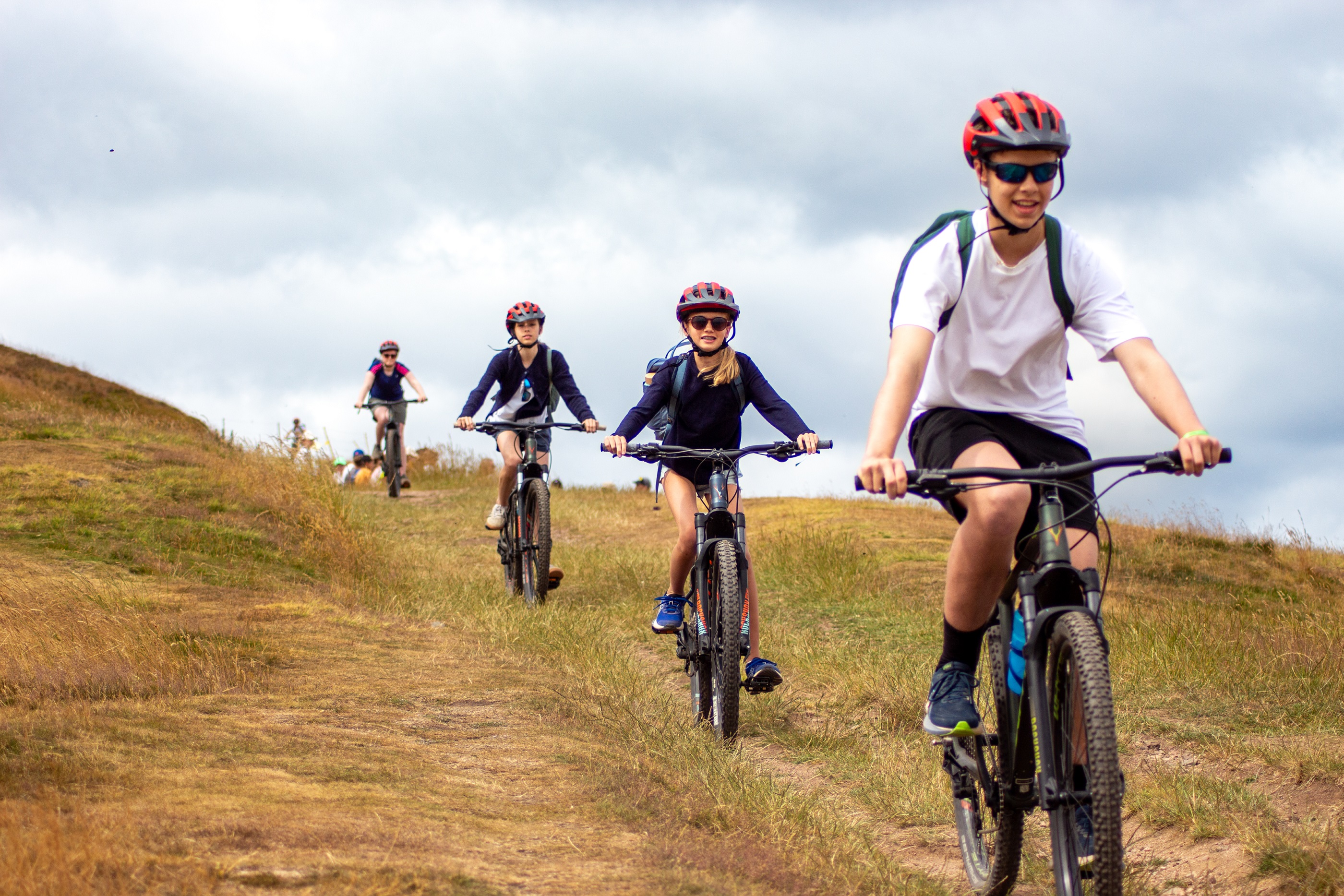 Mountain biking in the Malvern Hills – participants of the Malvern College Summer School cycling through the scenic hills.