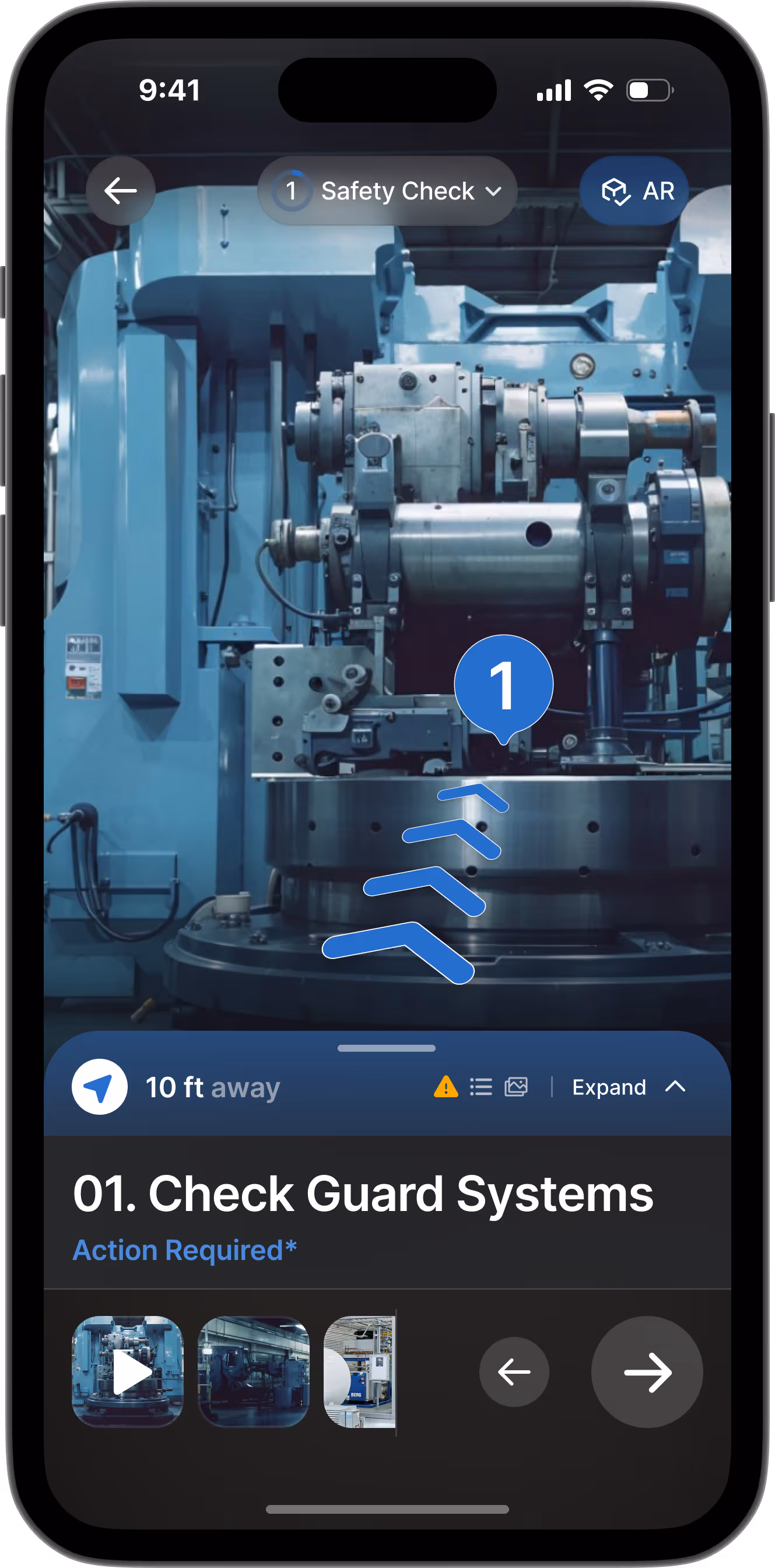 Overlaid arrows provide clear guidance, showing operators exactly what to do and where. This helps them complete standard work more efficiently.
