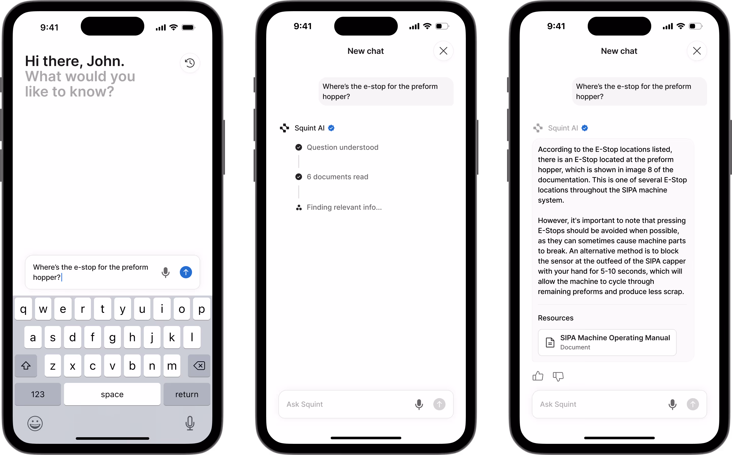 Squint Copilot gives operators instant answers, helping them get machines back up and running quickly.