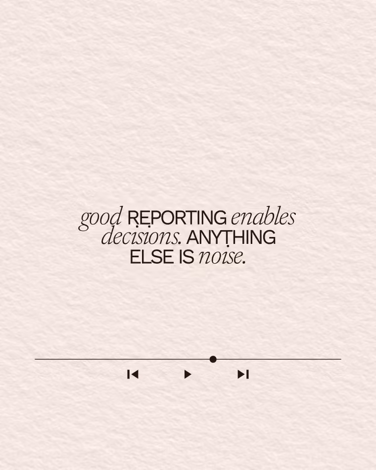 Post Text: Good reporting enables decisions. Anything else is noise.