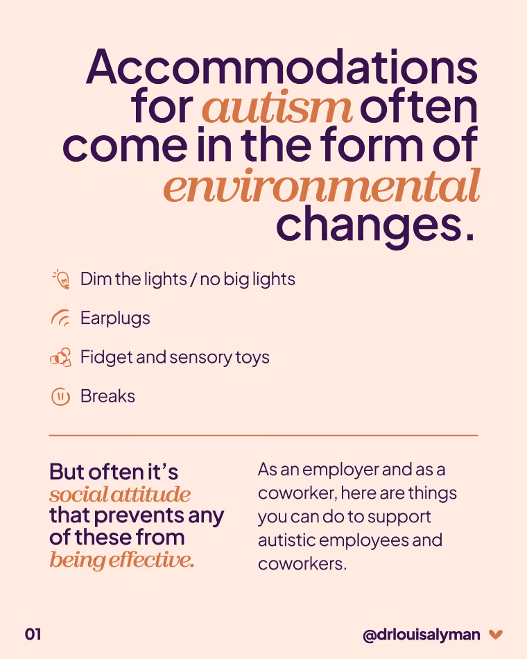Accommodations for autism often come in the form of environmental changes.