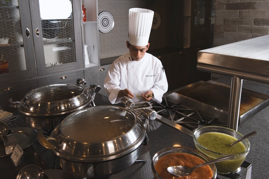 A small commercial kitchen prep station.