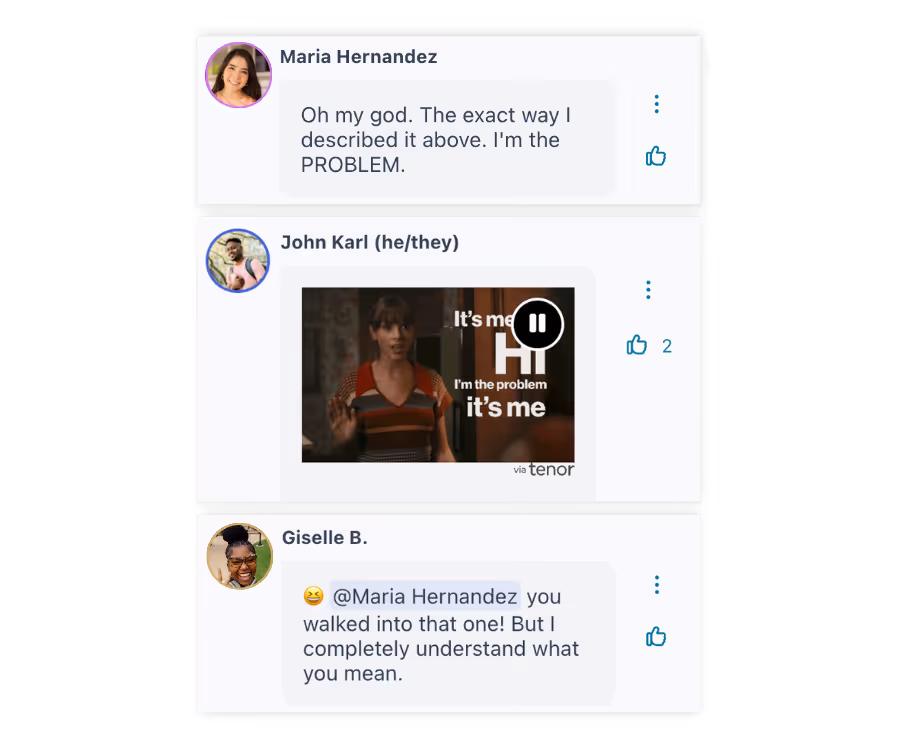 Students can comment and engage with course material with fun tools like emojis, animated GIFs, or images.
