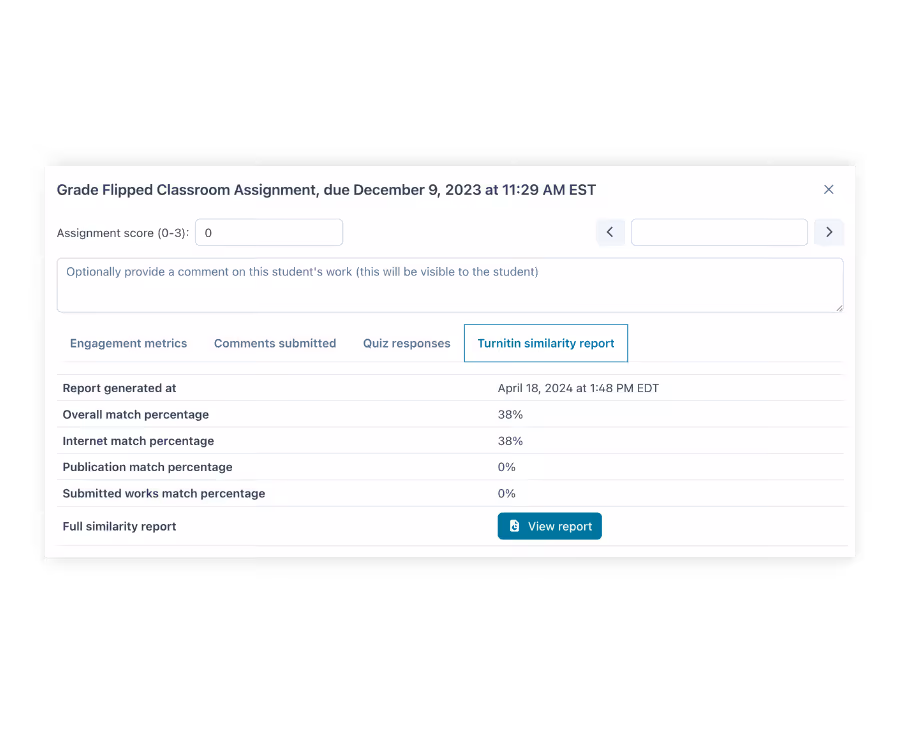 Where an instructor would receive a Turnitin report