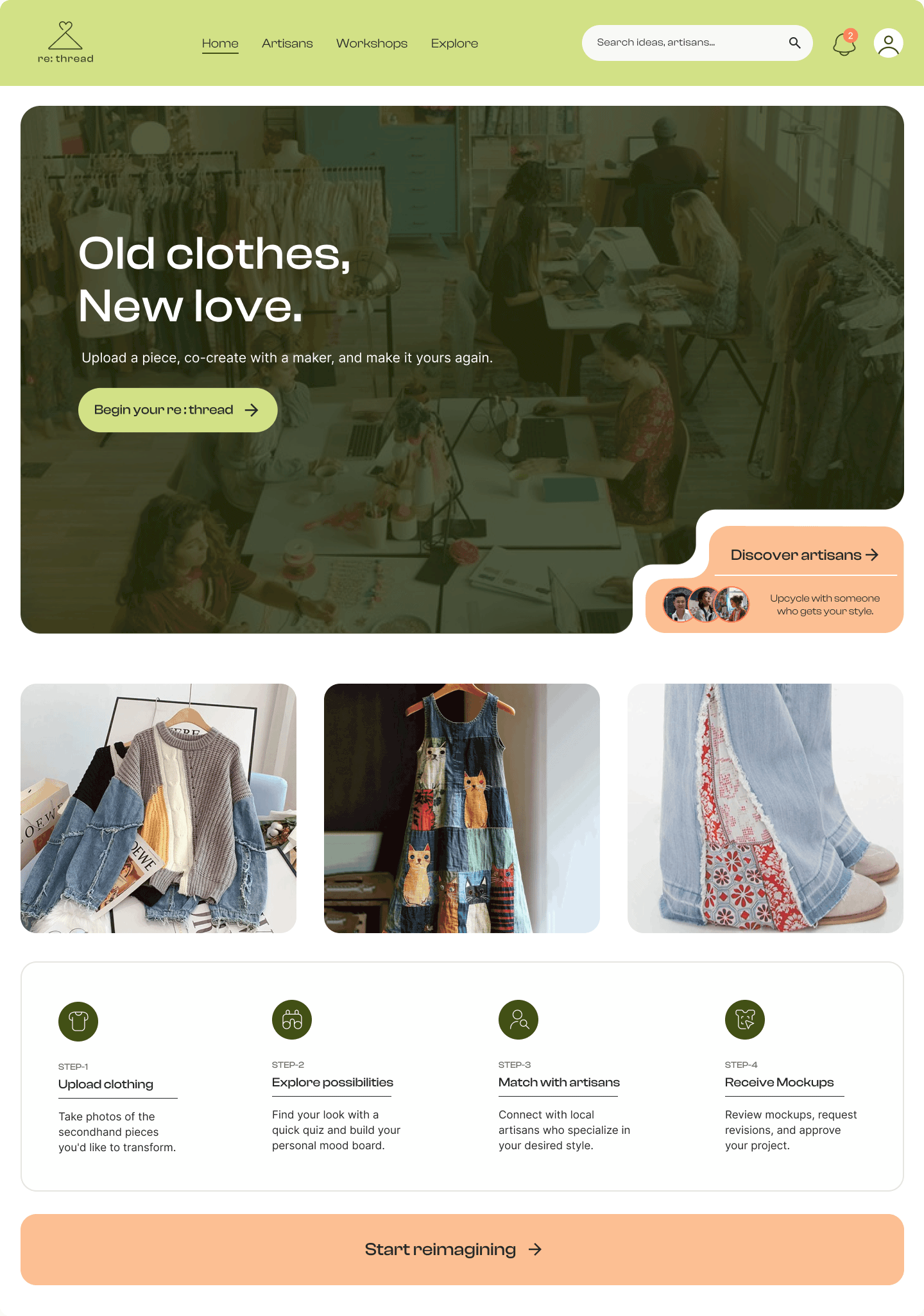 Landing page of ReThread