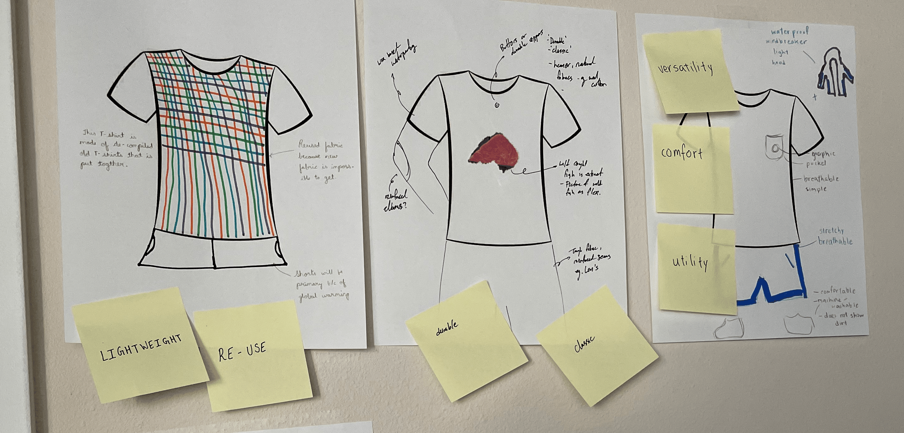 People's drawings on paper with shirt