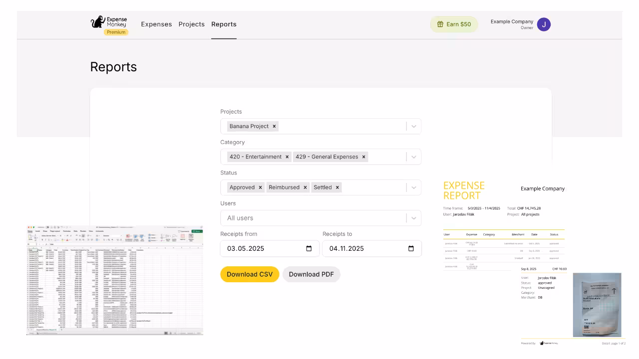 Visualization of expense reports from ExpenseMonkey—both csv files and pdf reports