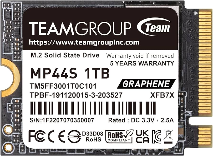 TEAMGROUP MP44S High Performance SSD 1TB SLC Cache Gen 4x4 M.2 2230 PCIe 4.0 NVMe image