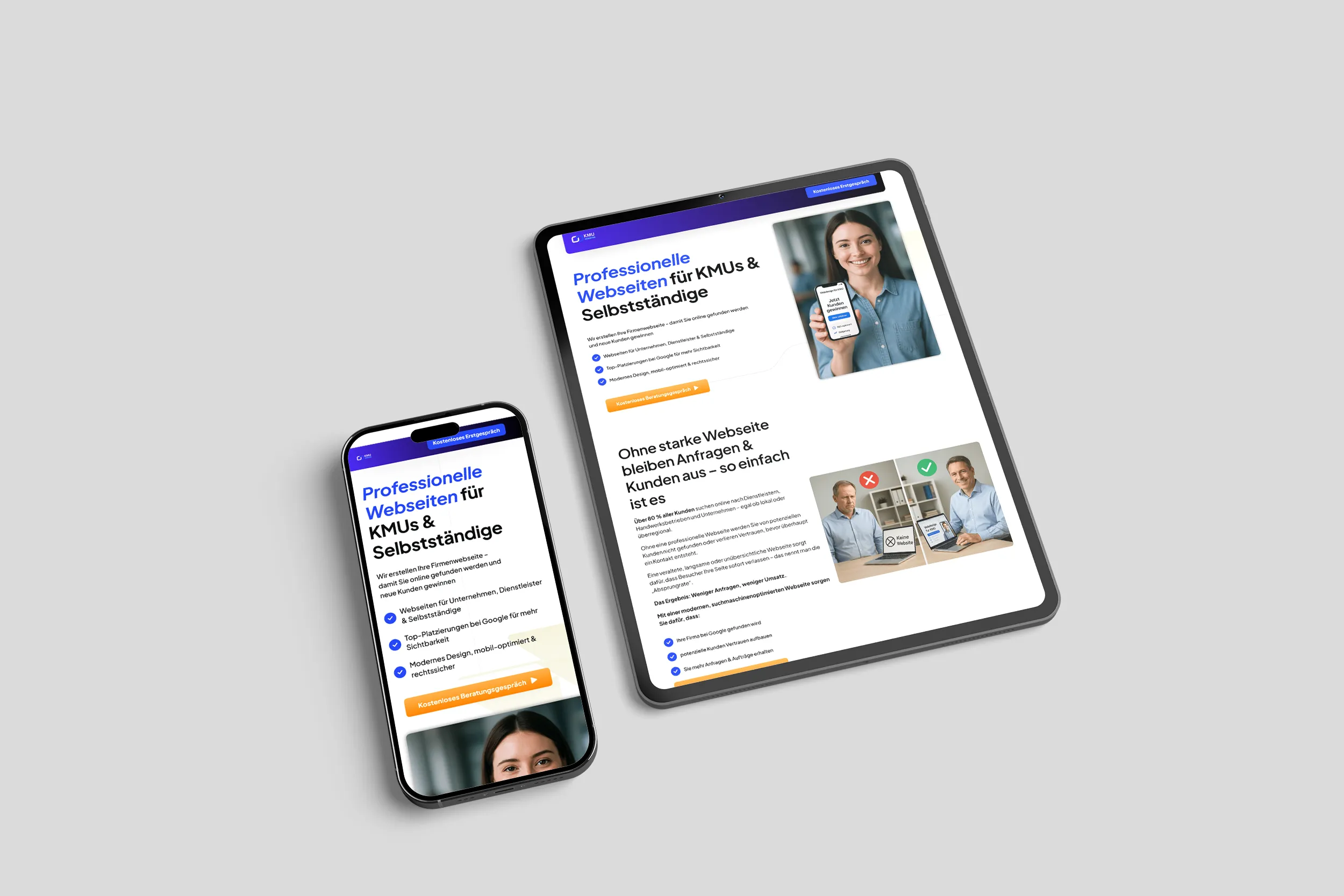 Beispiel einer von Pixel56 gestalteten Website für KMU