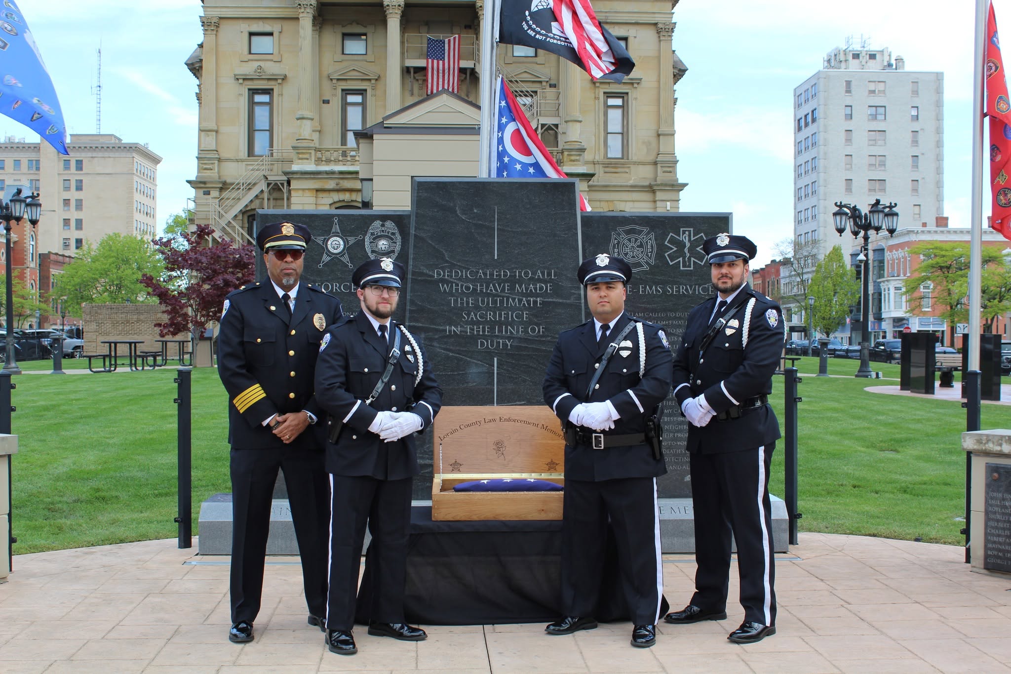 Honor guard at Lorain County Police Memorial
