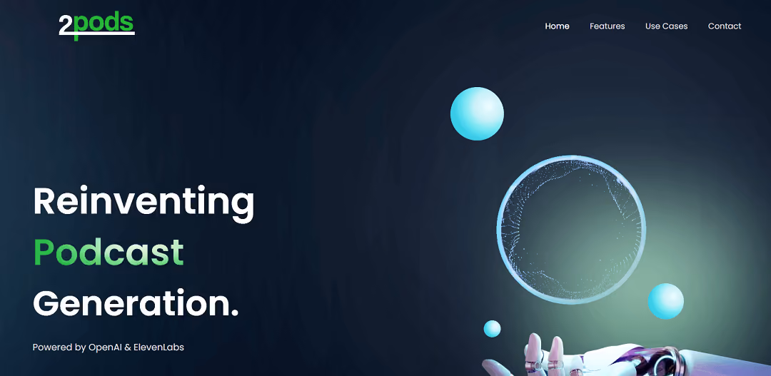 2pods is an AI-driven podcast creation tool that simplifies the entire process without the need for manual production or editing.