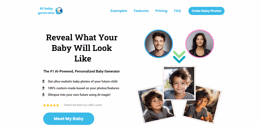 The AI Baby Generator is an innovative tool that utilizes artificial intelligence to create custom baby photos based on parent features. Users can upload their photo or describe their traits for the AI to generate hyper-realistic baby images.
