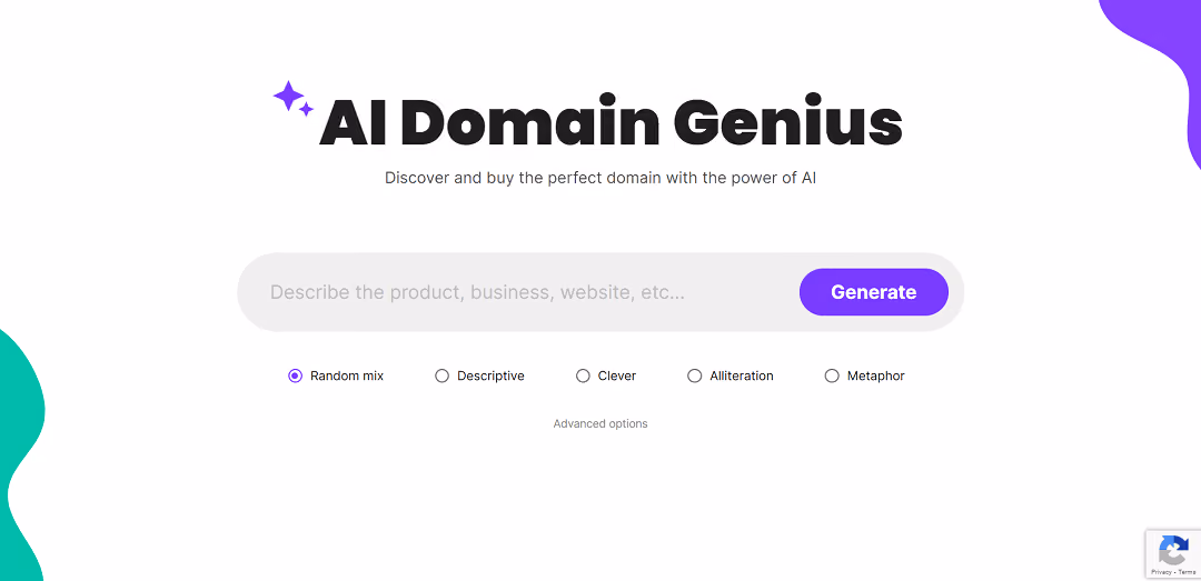 The AI Domain Genius tool is a user-friendly platform that helps individuals find and purchase the perfect domain name for their personal or business website.