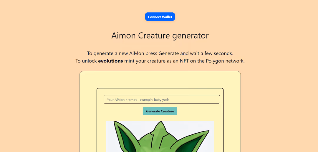 Aimons.xyz is an AI-driven platform allowing users to create unique fictional creatures called AiMons, which can then be transformed into non-fungible tokens (NFTs) on the Polygon network.