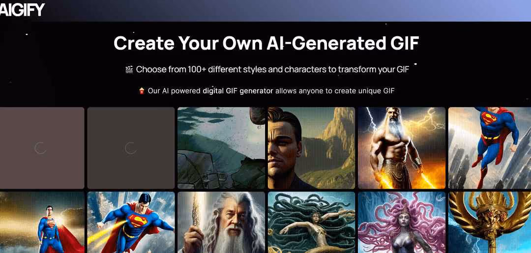 AIGIFY, an AI-driven GIF generator, simplifies crafting unique GIFs for websites, social media, and blogs. Users can select from 100+ styles and characters like animals, superheroes, and historical figures.