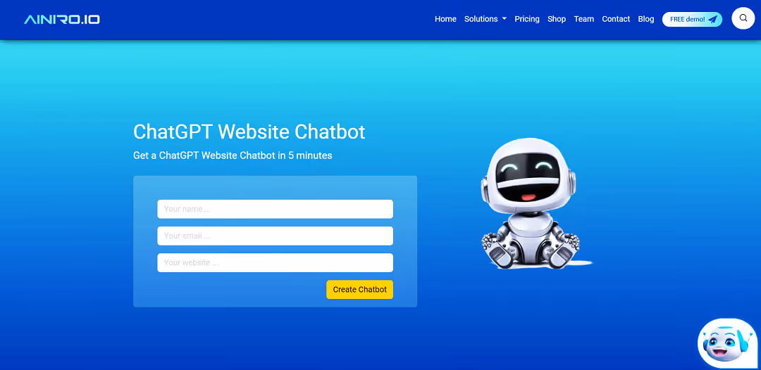 ChatGPT-based Website Chatbot, trained on your data.