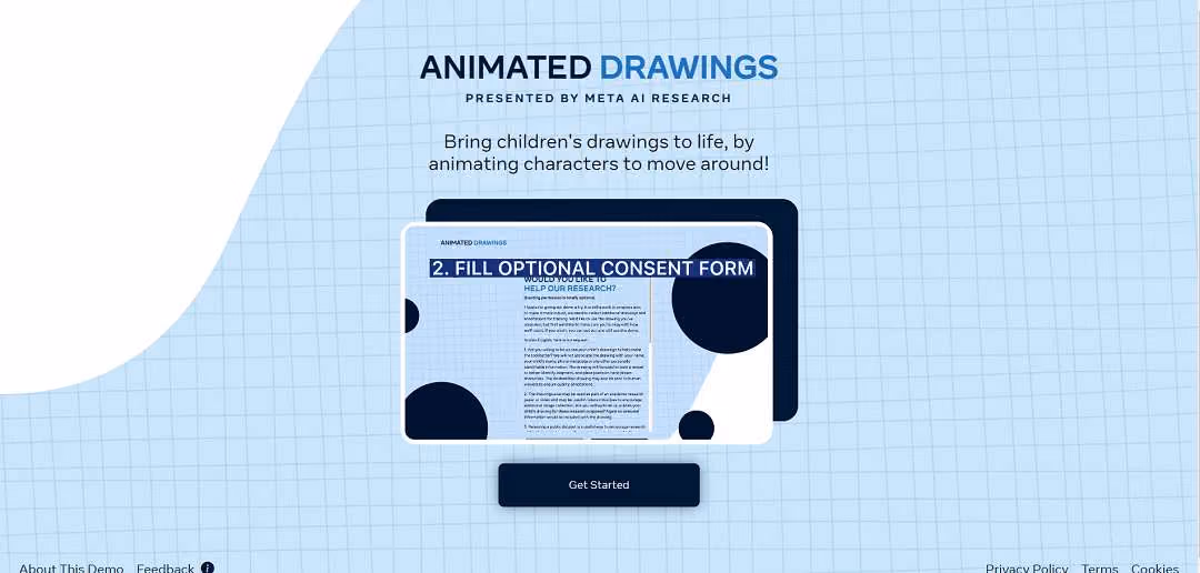 "Animated Drawings," developed by META AI Research, is an AI tool that lets users animate their children's drawings. By utilizing JavaScript, users can animate characters based on their drawings. The