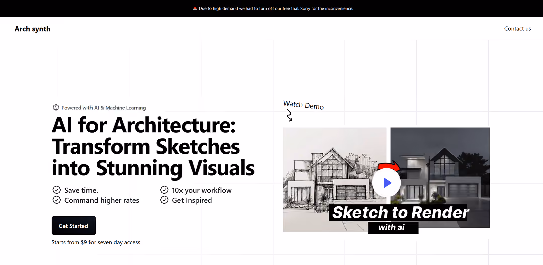Arch Synth is an AI-powered tool for architects and designers to transform sketches into stunning visuals.