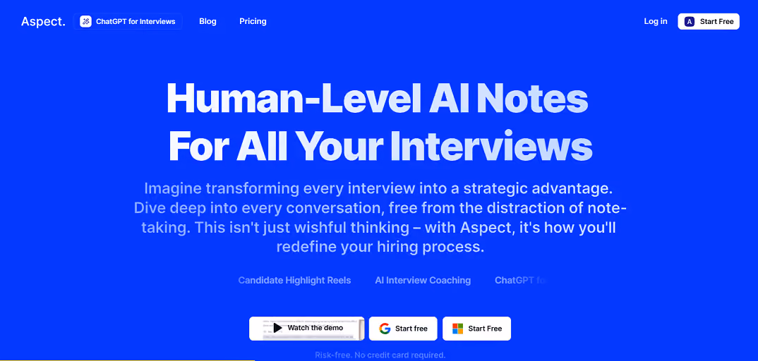 Aspect is an AI-driven platform that transforms the hiring process by eliminating note-taking distractions.