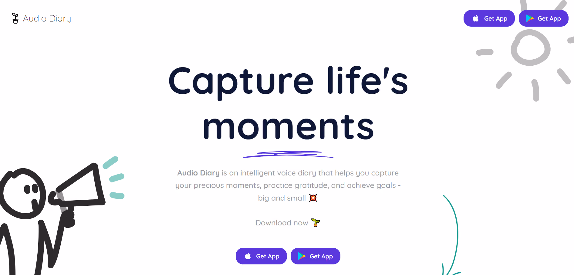 Audio Diary is an intuitive AI-powered diary app that simplifies the process of recording meaningful moments, thoughts, and emotions while shielding users from the distractions of modern technology.