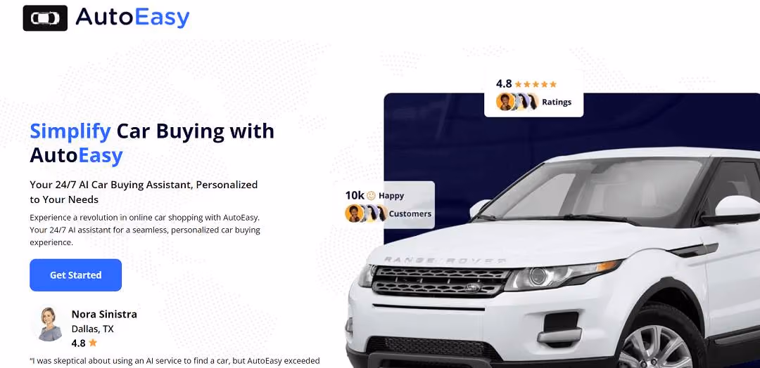 AutoEasy is a game-changing AI-powered solution that transforms online car shopping. It provides a personalized journey with an AI chatbot as your 24/7 assistant, answering queries, suggesting ideal cars, and aiding in negotiations.