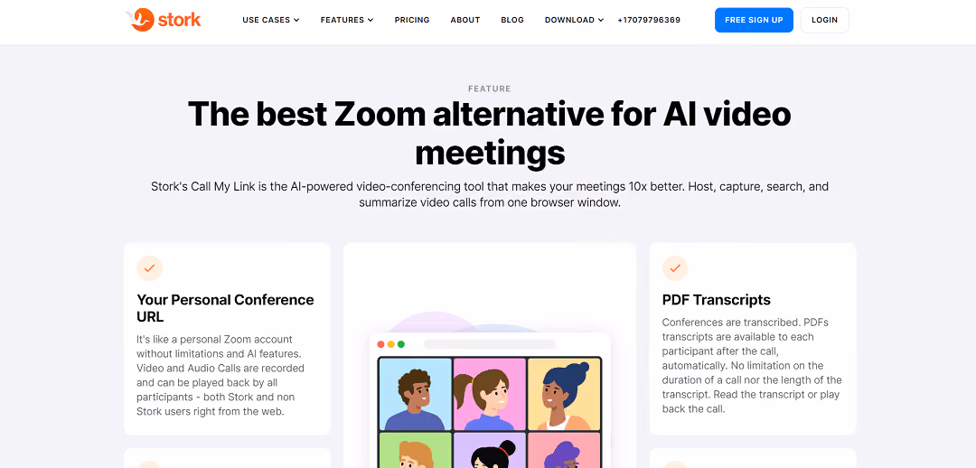 Call My Link, an AI-powered video-conferencing tool, elevates team interaction and collaboration. Its personalized conference URLs support video and audio calls, accessible by both Stork and non-Stork users via the web.