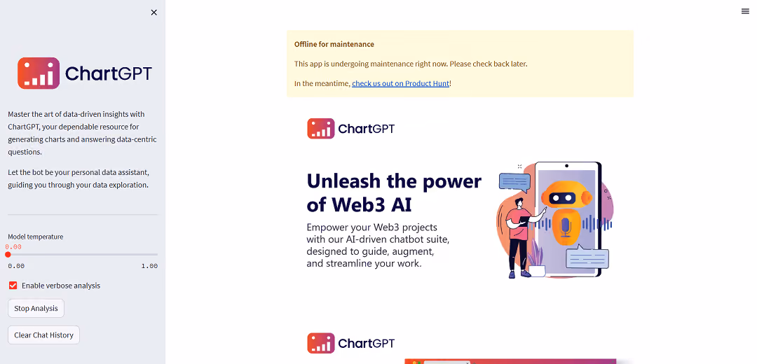 ChartGPT is an AI tool designed to assist users in generating charts and exploring data-related queries.