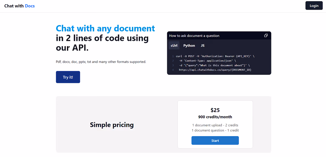 Chat with Docs is an AI-powered tool designed to make document searching effortless.